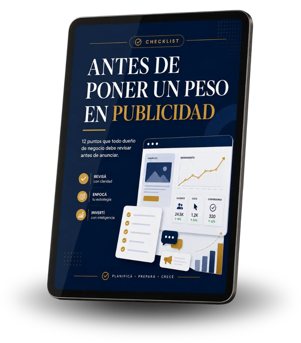 Mockup del checklist Antes de poner un peso en publicidad